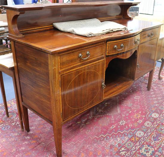 An Edwardian satinwood banded mahogany sideboard width 183cm